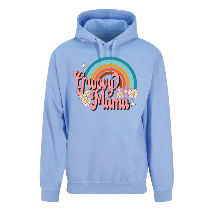 Groovy Mama 70s Retro Hippie 70s Floral Rainbow Mom Style Unisex Surf Hoodie