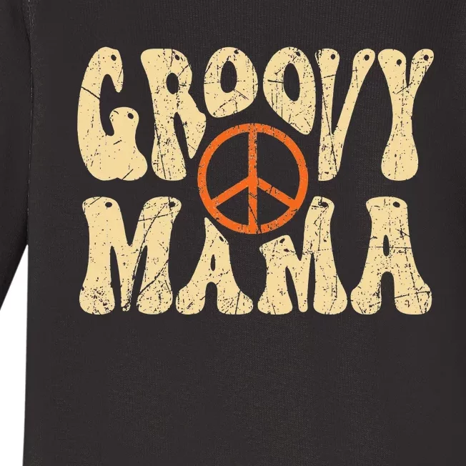 Groovy Mama 70s Aesthetic Nostalgia 1970's Retro Mom Baby Long Sleeve Bodysuit