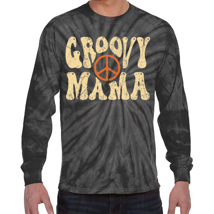 Groovy Mama 70s Aesthetic Nostalgia 1970's Retro Mom Tie-Dye Long Sleeve Shirt