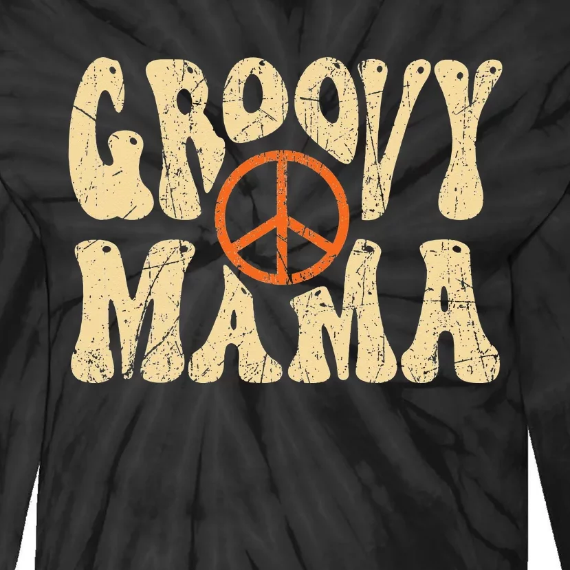 Groovy Mama 70s Aesthetic Nostalgia 1970's Retro Mom Tie-Dye Long Sleeve Shirt