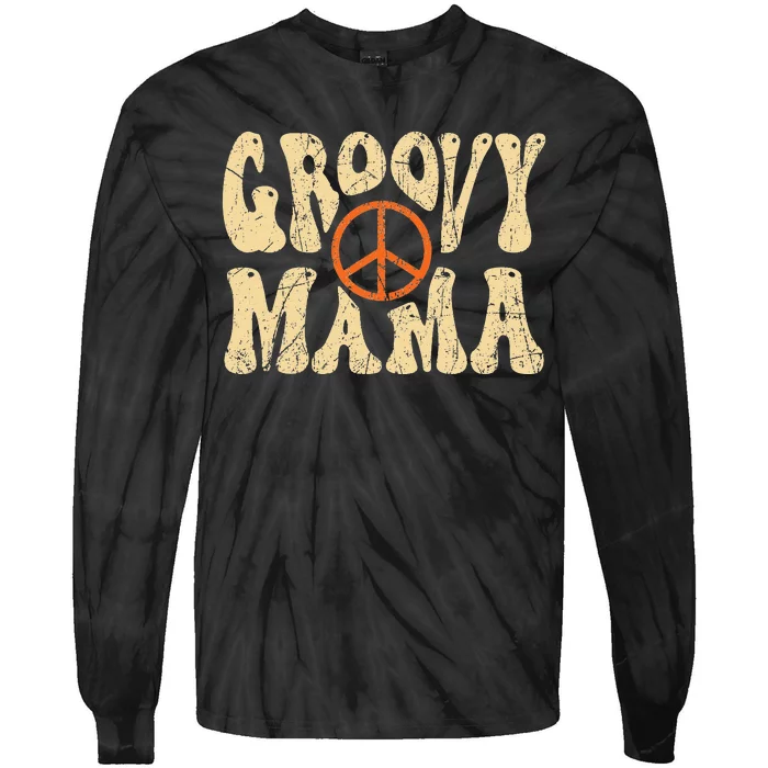 Groovy Mama 70s Aesthetic Nostalgia 1970's Retro Mom Tie-Dye Long Sleeve Shirt