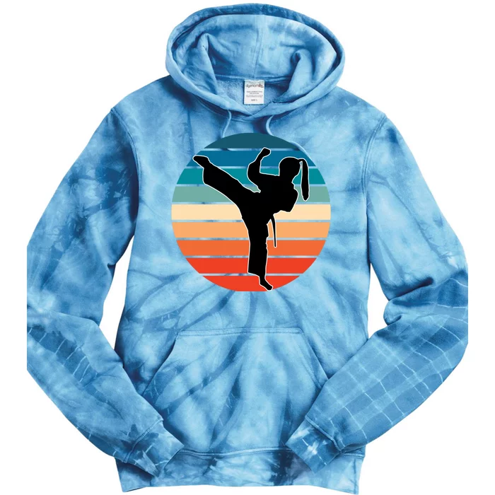 Girls Martial Arts Gift Cute Gift Karate Kickboxing Retro Design Great Gift Tie Dye Hoodie