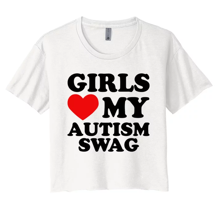 GirlsLove My Autism Swag Funny Autistic Boy Gifts Awareness Women's Crop Top Tee