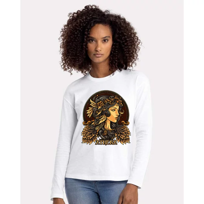 Greek Mythology Ancient Goddess Athena Olympian Deity Womens Cotton Relaxed Long Sleeve T-Shirt