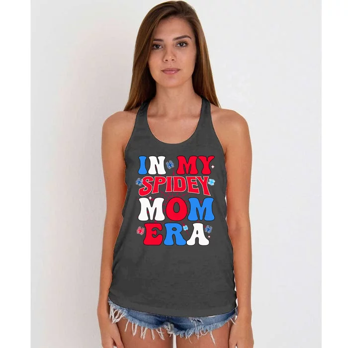 Groovy Mama And Daddy Spidey Mom In My Mom Era Women's Knotted Racerback Tank