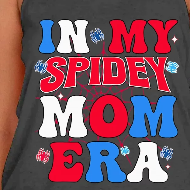 Groovy Mama And Daddy Spidey Mom In My Mom Era Women's Knotted Racerback Tank