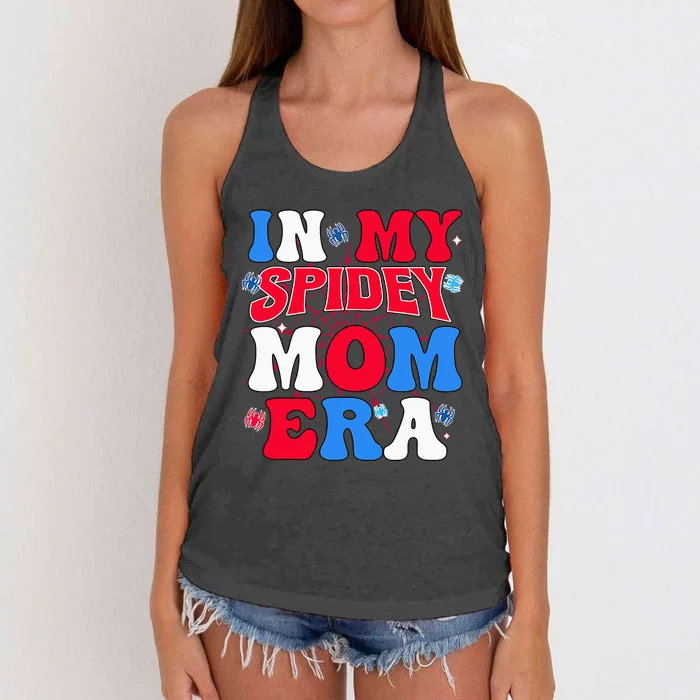 Groovy Mama And Daddy Spidey Mom In My Mom Era Women's Knotted Racerback Tank