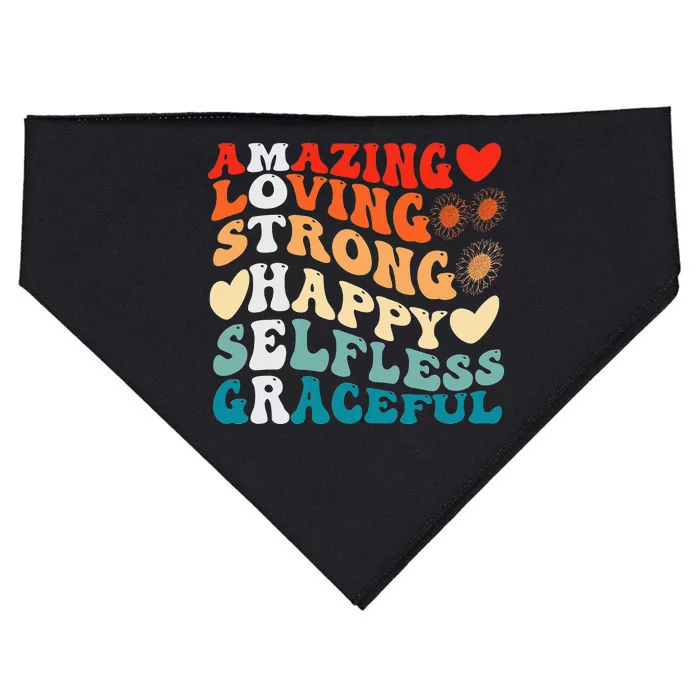 Groovy Mother Amazing Loving Strong Happy Selfless Graceful USA-Made Doggie Bandana