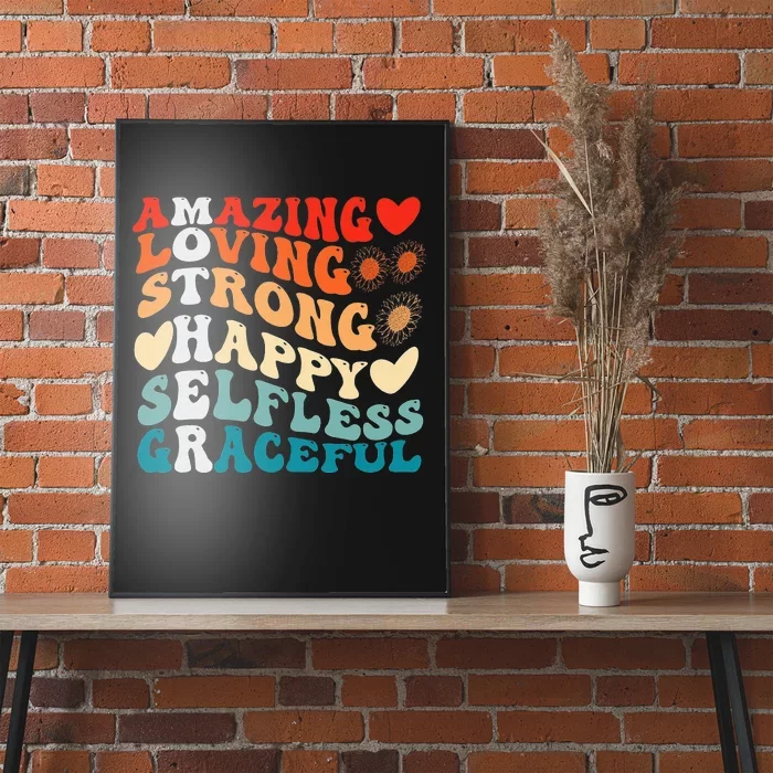 Groovy Mother Amazing Loving Strong Happy Selfless Graceful Poster