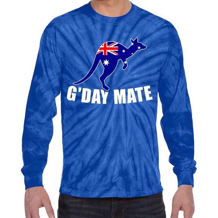 G'day Mate Australia Flag Kangaroo Meaningful Gift Tie-Dye Long Sleeve Shirt