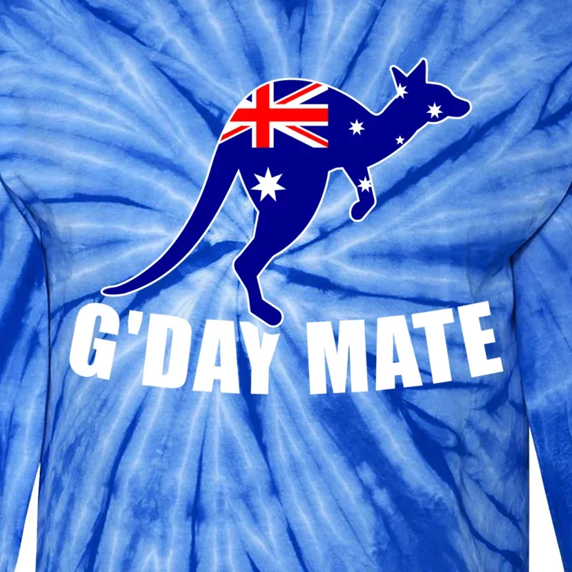 G'day Mate Australia Flag Kangaroo Meaningful Gift Tie-Dye Long Sleeve Shirt