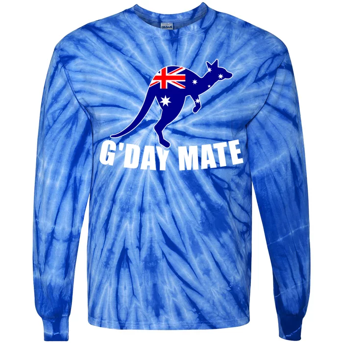 G'day Mate Australia Flag Kangaroo Meaningful Gift Tie-Dye Long Sleeve Shirt