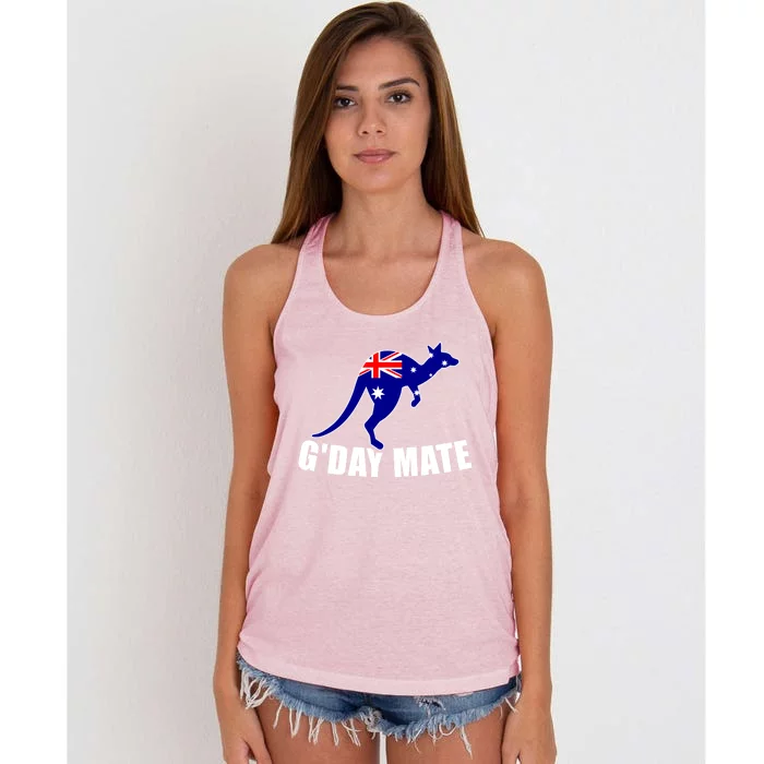 G'day Mate Australia Flag Kangaroo Meaningful Gift Women's Knotted Racerback Tank