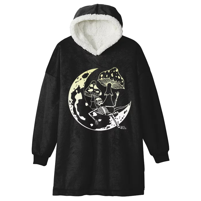 Goblincore Moon Aesthetic Mushroom Skeleton Hooded Wearable Blanket