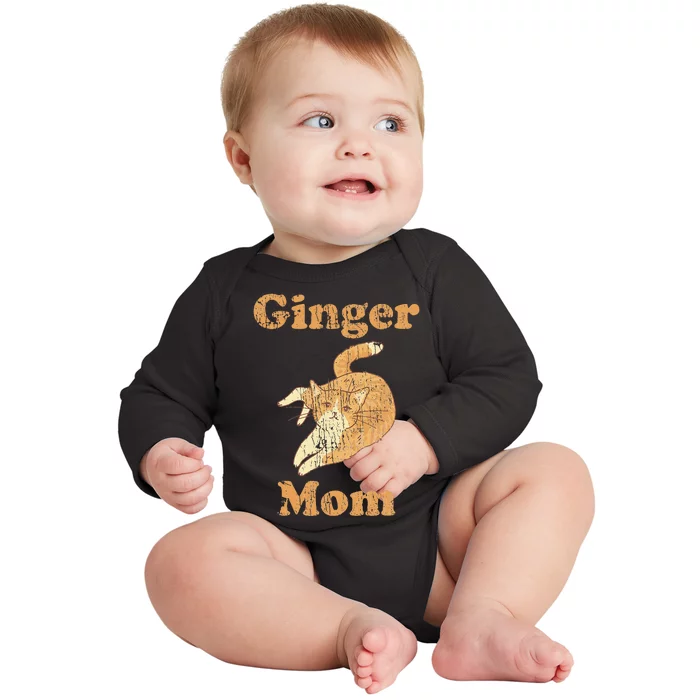 Ginger Mom Adorable Cat Feline Lover Cat Mom Baby Long Sleeve Bodysuit