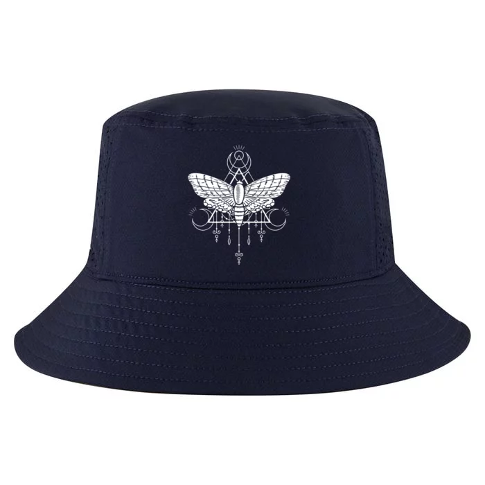 Goth Moth And Crescent Moon Creepy Cool Comfort Performance Bucket Hat