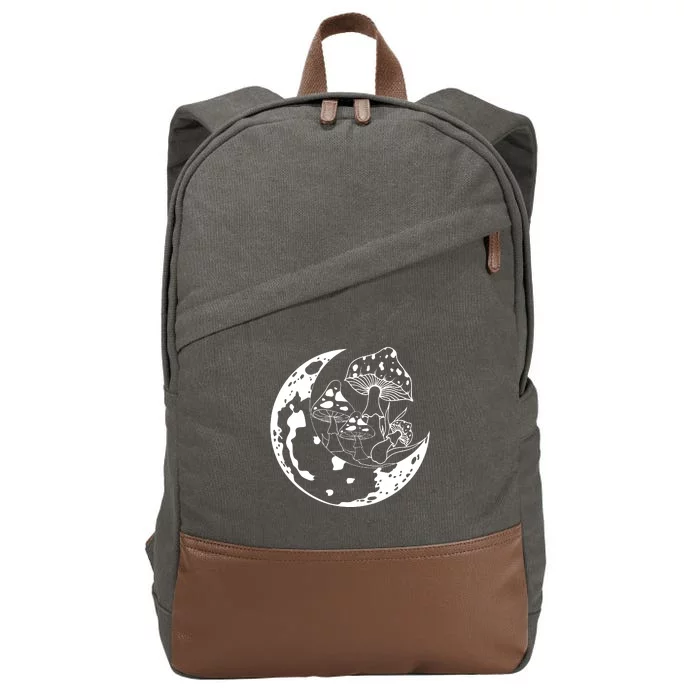 Goblincore Moon Aesthetic Dark Academia Mushroom Cotton Canvas Backpack