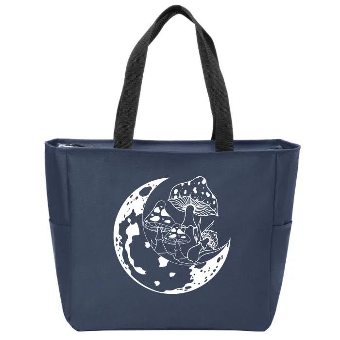 Goblincore Moon Aesthetic Dark Academia Mushroom Zip Tote Bag