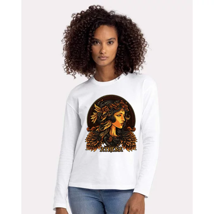 Greek Mythology Ancient Goddess Athena Olympian Deity Womens Cotton Relaxed Long Sleeve T-Shirt