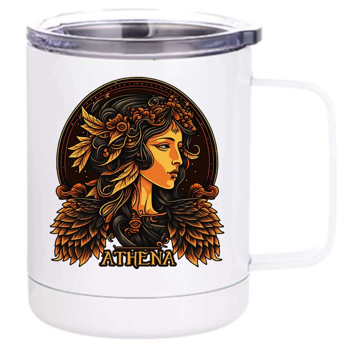 Greek Mythology Ancient Goddess Athena Olympian Deity Front & Back 12oz Stainless Steel Tumbler Cup