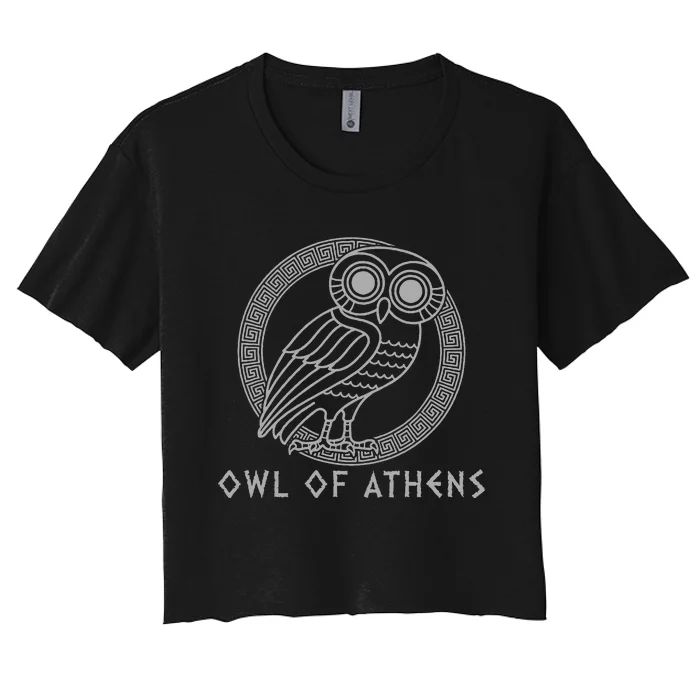 Greek Mythology Athena Owl Of Athens Women's Crop Top Tee