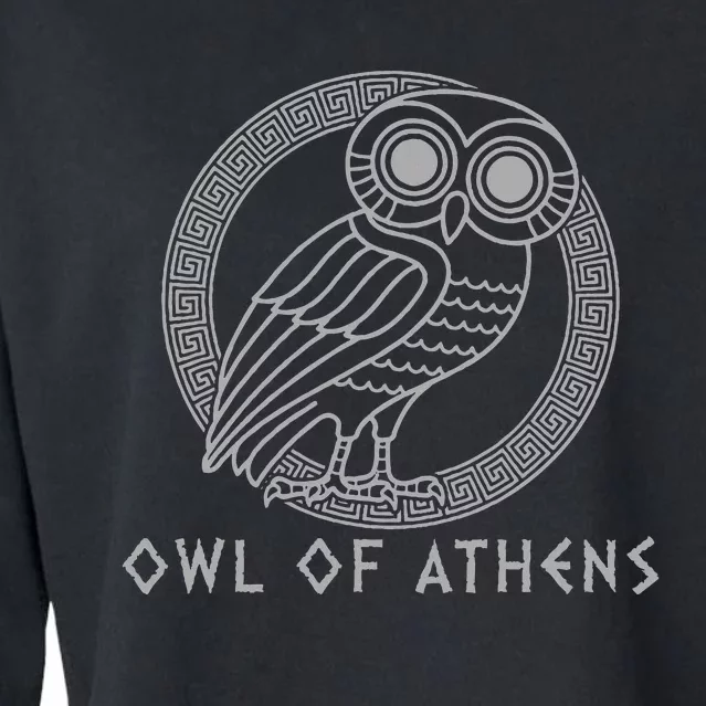 Greek Mythology Athena Owl Of Athens Cropped Pullover Crew