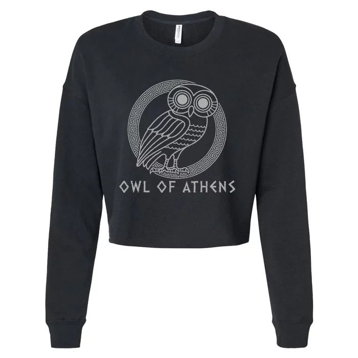 Greek Mythology Athena Owl Of Athens Cropped Pullover Crew