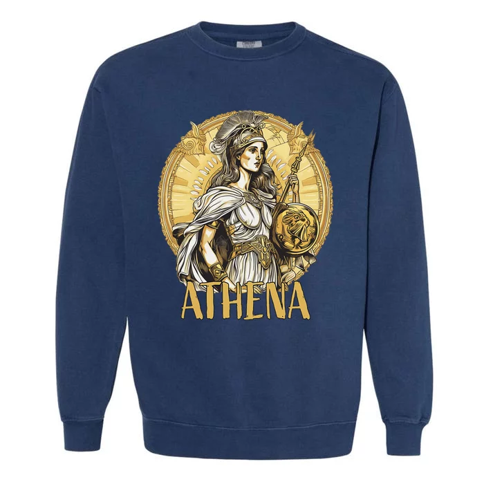 Greek Mythology Athena The Goddess Of Wisdom And War Garment-Dyed Sweatshirt