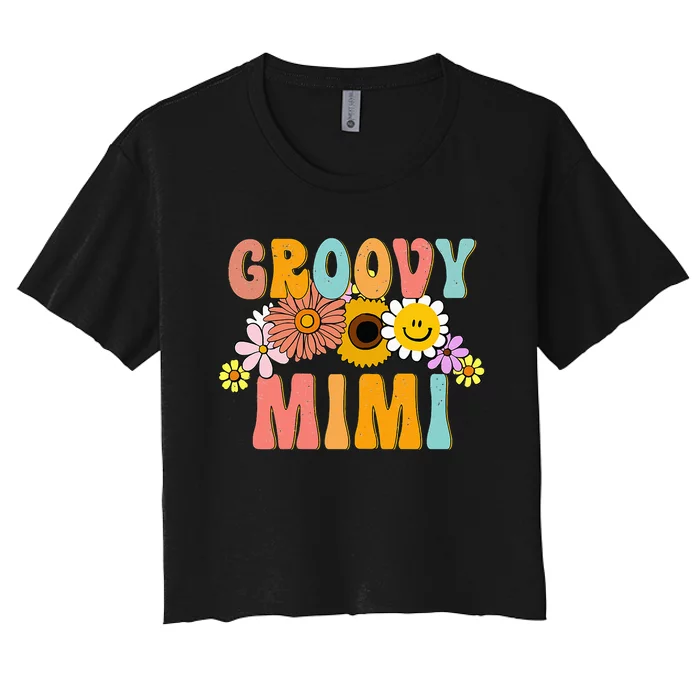 Groovy Mimi Birthday Family Matching Groovy Retro Mimi Women's Crop Top Tee