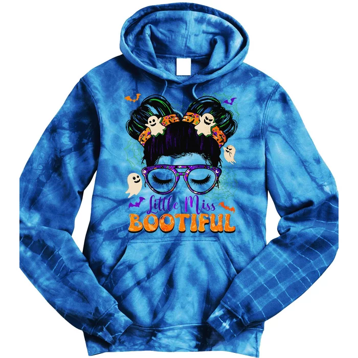 Groovy Messy Bun Bootiful Halloween Boo Ghost Gift Tie Dye Hoodie