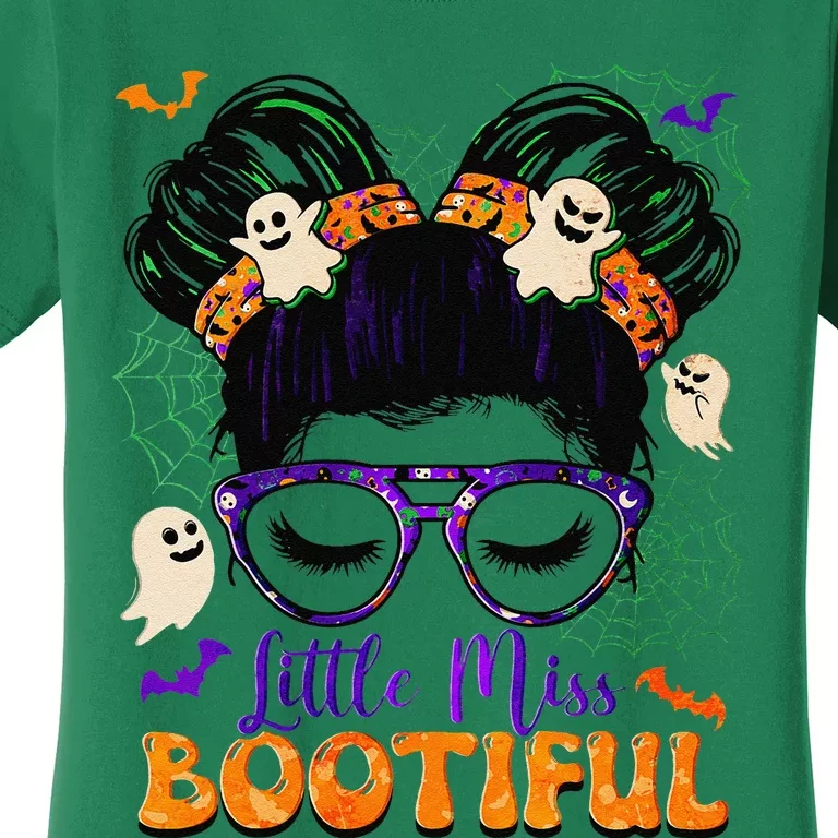 Groovy Messy Bun Bootiful Halloween Boo Ghost Gift Women's T-Shirt