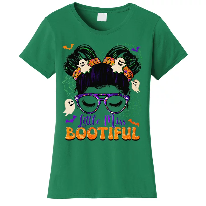 Groovy Messy Bun Bootiful Halloween Boo Ghost Gift Women's T-Shirt