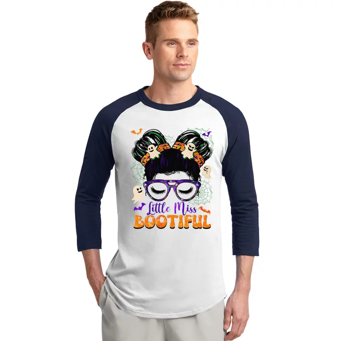 Groovy Messy Bun Bootiful Halloween Boo Ghost Gift Baseball Sleeve Shirt