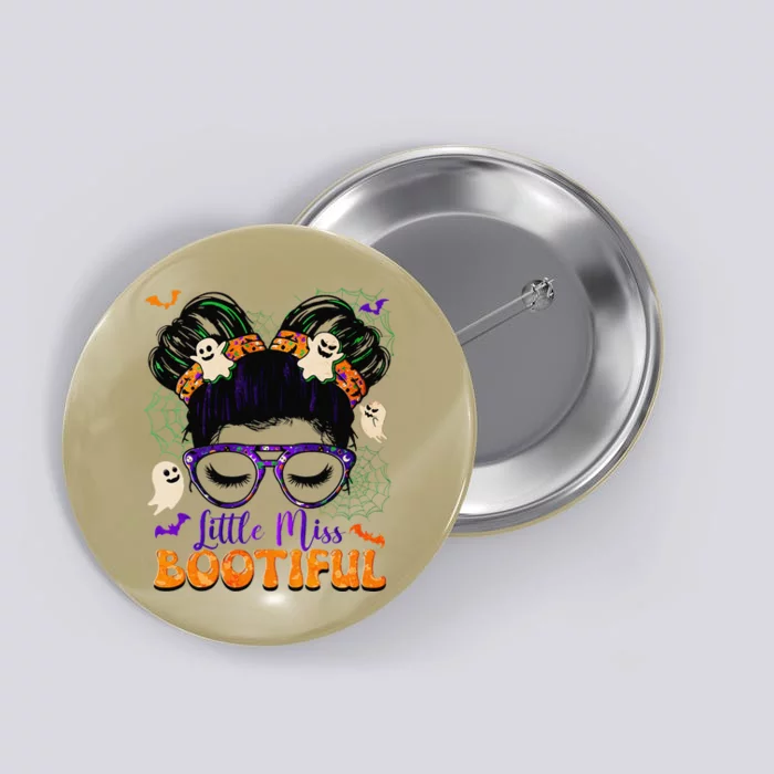 Groovy Messy Bun Bootiful Halloween Boo Ghost Gift Button