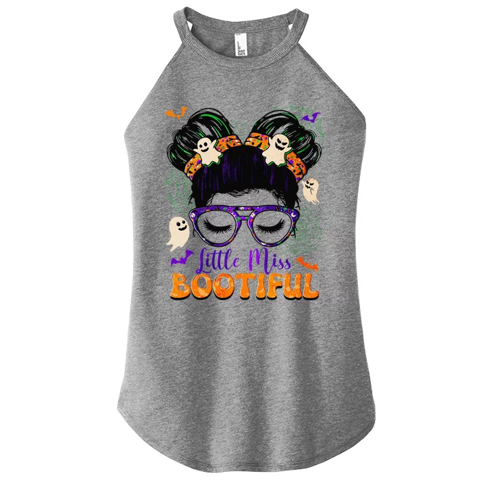 Groovy Messy Bun Bootiful Halloween Boo Ghost Gift Women’s Perfect Tri Rocker Tank