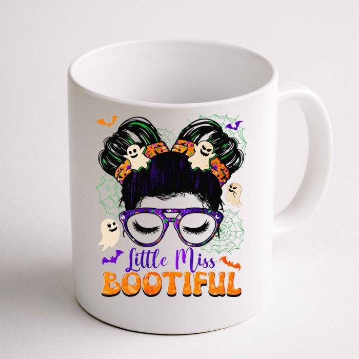 Groovy Messy Bun Bootiful Halloween Boo Ghost Gift Front & Back Coffee Mug