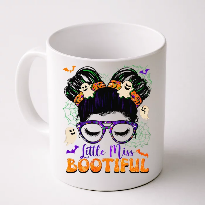 Groovy Messy Bun Bootiful Halloween Boo Ghost Gift Front & Back Coffee Mug