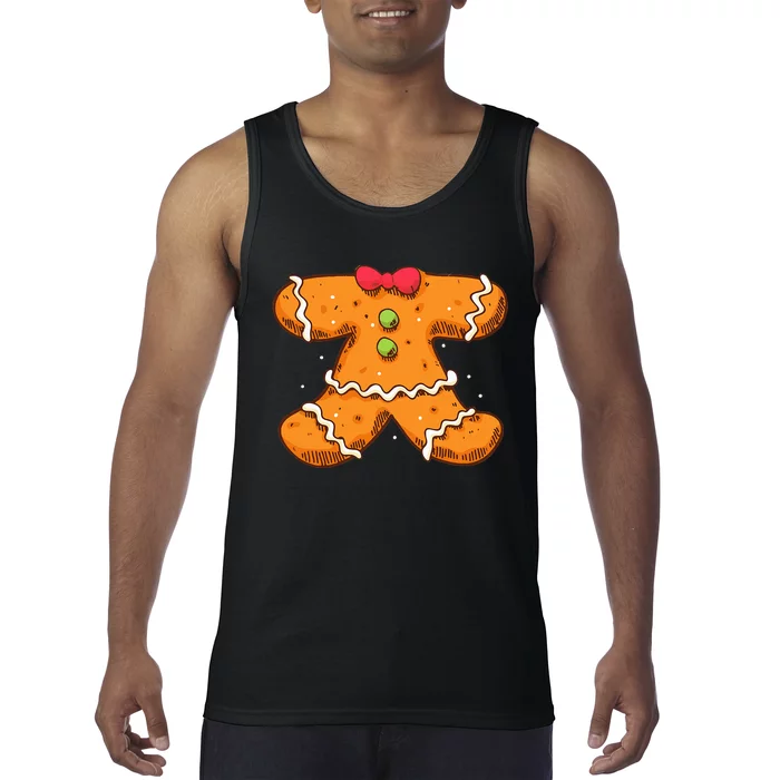 Gingerbread Man Body Costume Christmas Xmas Art Tank Top