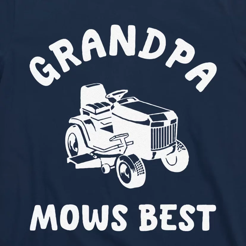 Grandpa Mows Best Lawn Mowing Mower Gardening Landscaping T-Shirt