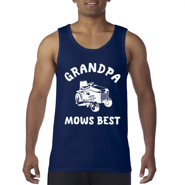 Grandpa Mows Best Lawn Mowing Mower Gardening Landscaping Tank Top