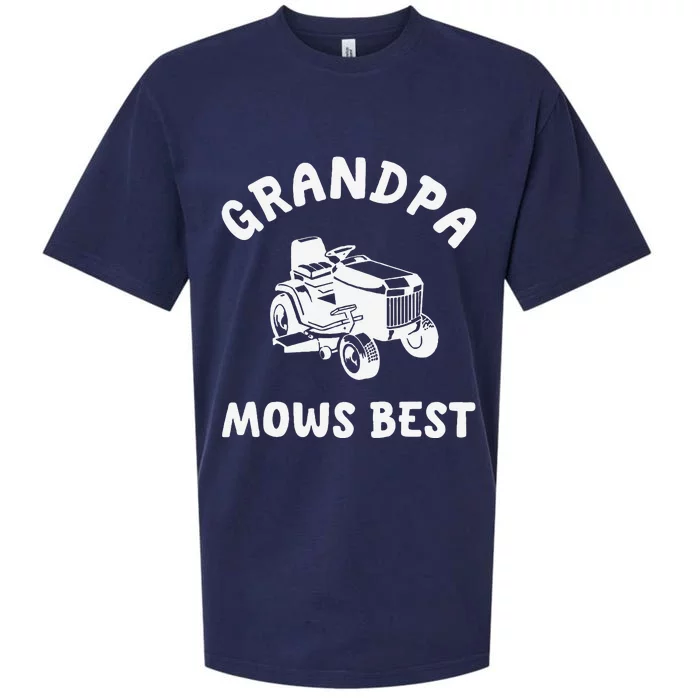 Grandpa Mows Best Lawn Mowing Mower Gardening Landscaping Sueded Cloud Jersey T-Shirt