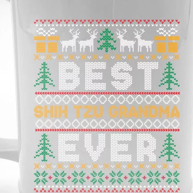 Group Matching Best Shih Tzu Grandma Ever Ugly Xmas Sweater Funny Gift Front & Back Beer Stein