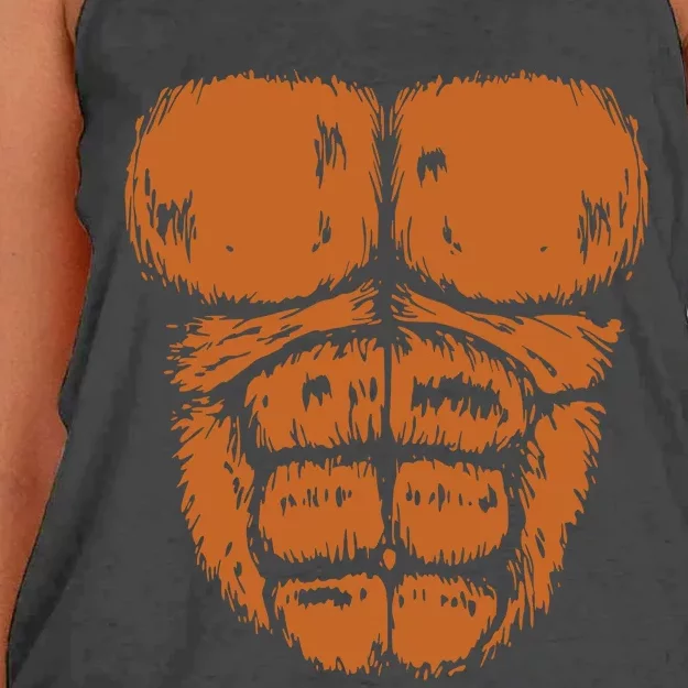 Gorilla Monkey Belly Chest Costume Diy Halloween Women's Knotted Racerback Tank