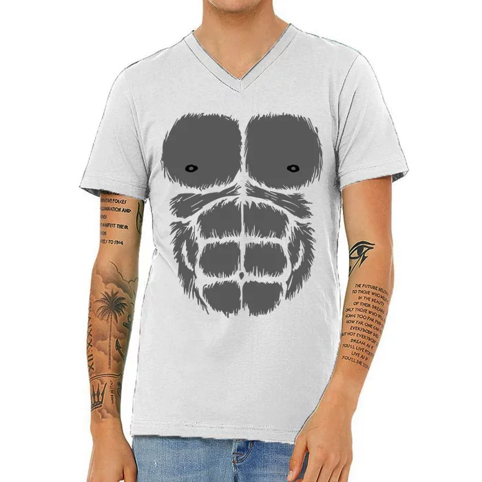 Gorilla Monkey Belly Chest Costume Diy Halloween V-Neck T-Shirt