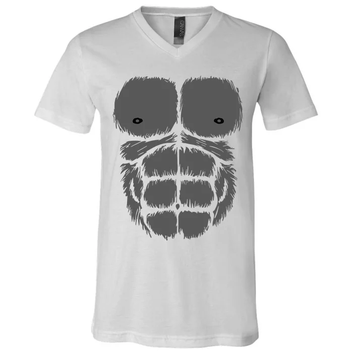 Gorilla Monkey Belly Chest Costume Diy Halloween V-Neck T-Shirt