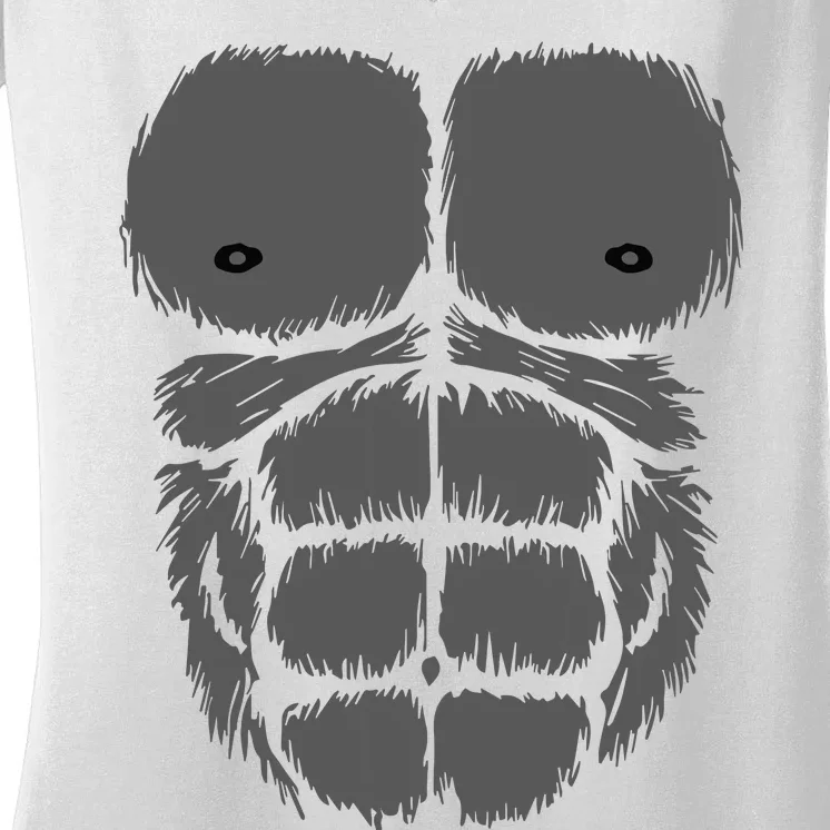 Gorilla Monkey Belly Chest Costume Diy Halloween Women's V-Neck T-Shirt