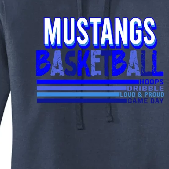 Go Mustangs Basketball Mustang School Spirit Basketball Mom Gift Women's Pullover Hoodie