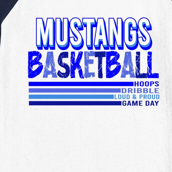 Go Mustangs Basketball Mustang School Spirit Basketball Mom Gift Baseball Sleeve Shirt