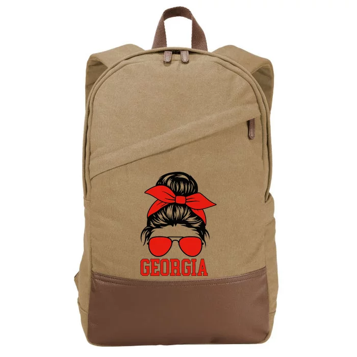 Georgia Messy Bun Varsity Cotton Canvas Backpack