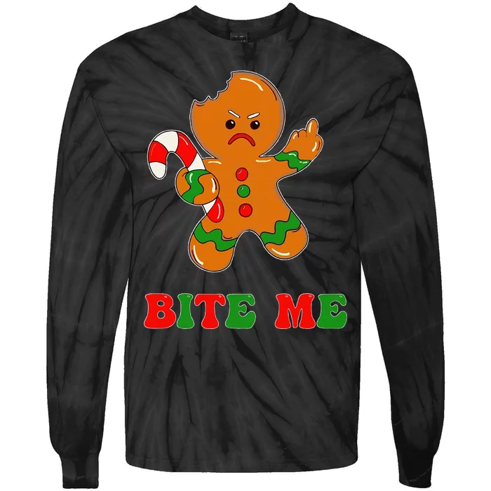 Gingerbread Man Bite Me Christmas Cookie Costume Tie-Dye Long Sleeve Shirt